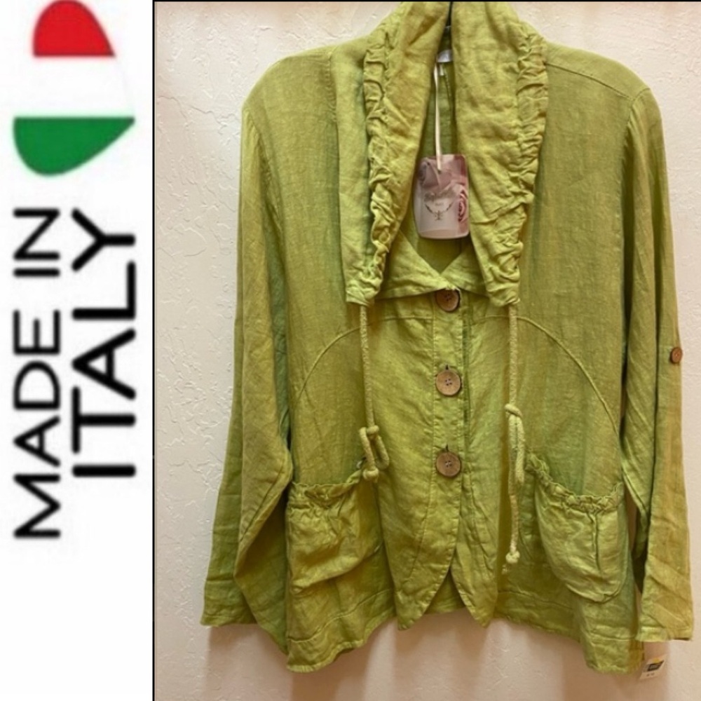 SuperBelle Paris Italian Linen Boho Jacket 
Size M/L